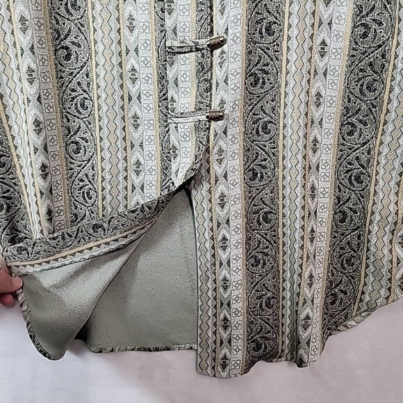 Vtg Pride & Joy Womens Size 12P Green Swirl Geometric Design Cross Over Buttons - Picture 5 of 16